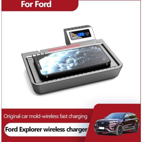 Car QI wireless charger is for Ford Explorer accessories 15W fast charging pad interior modification parts 2020-2021