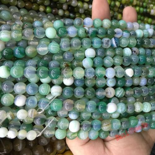 Free shipping high quantity AAA+ Green stripe Onyx agat Round Bead natural stone Beads 8mm A string