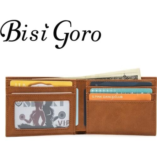 BISI GORO 2020 PU Smart Wallets RFID Credit Card Holder Money Bag Slim Wallet For Men Purse Purse Carteira High Quality Case