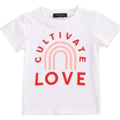 New Infant Baby Girls Boys T Shirts Rainbow Short Sleeve Pullover T-Shirts Top 0-5Y