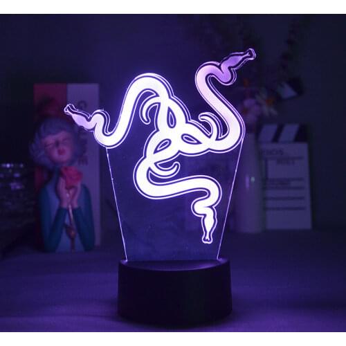 Cool Gamer Razer Logo 3D Illusion Night Lamp Novelty Gift for Razer Gamer Boyfriends Hologram Visual LED Sensor Lights Room Deco