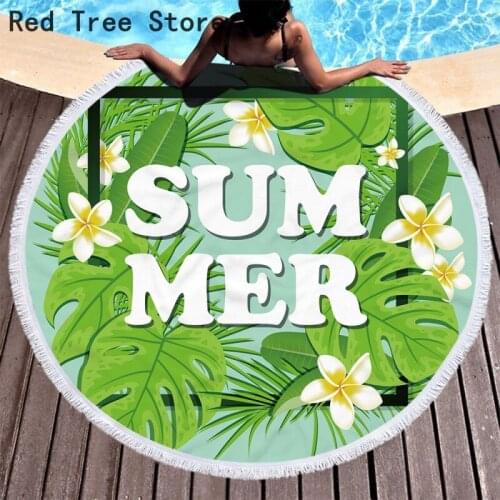 150cm Round Beach Towel Bohemian Summer Hliday Tropical Plants Tapestry Microfiber Yoga Mat Blanket 3D Shower Beach Bath Towels