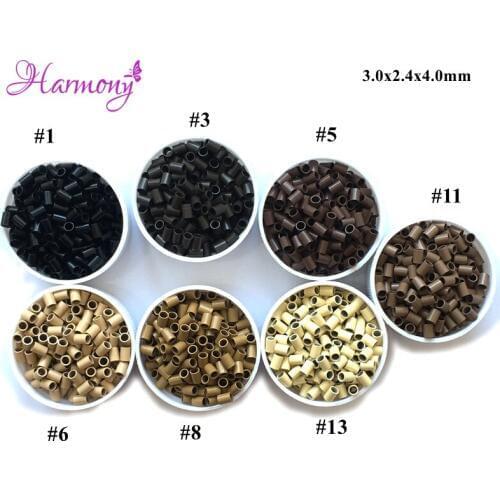 Easily Euro Locks 1000pcs 3.0*2.4*4.0mm Micro copper Ring mini locks links 7 Color Options Straight Micro Beads for I TIP hair