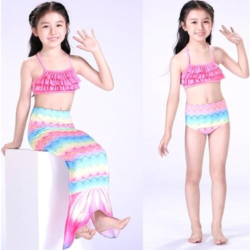 The Little Mermaid Cosplay Costume Children Mermaid Tail Swimwear Kids Girls Fancy Swimsuit Halloween Party Costume No Flipper