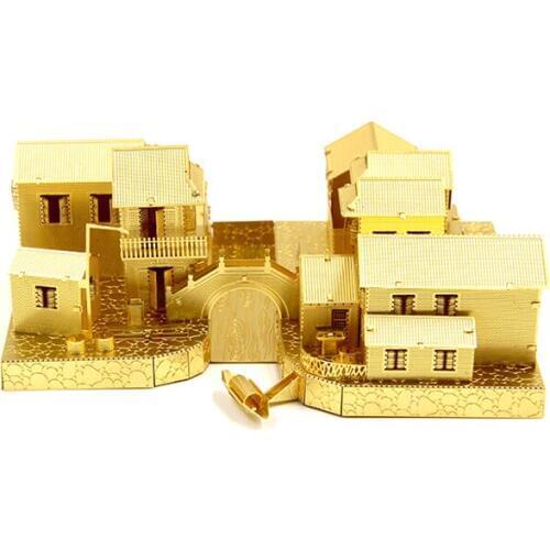 Microworld 3D metal puzzle ancient towns building Model DIY Laser Cut Jigsaw Model For Adult Educational Toys Desktop dec