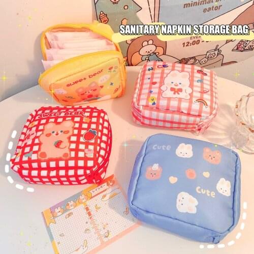 W&G Ins Kawaii Clutch Bag Lady Cute Sanitary Cotton Storage Bag Portable Large Capacity Coin Purse 2021 New