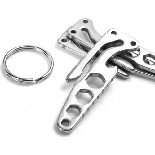 Multi-function Mini Gear Keychain Pocket Steel Hex Wrench Belt Clip Beer Bottle Opener Key Ring Holder