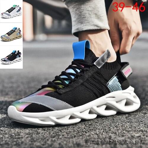 Male Running Shoes 2021 Summer Breathable Laser Sneakers Height Increased Light Sports Gym Shoes Men tennis Shoe Big Size 39-46
