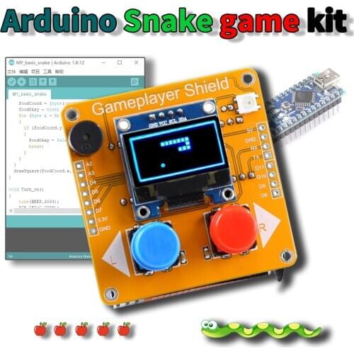 Arduino diy kit,Snake game,Easy to program ARDUINO game console,Nano Board ATmega328P,IIC Serial 128X64 OLED Display