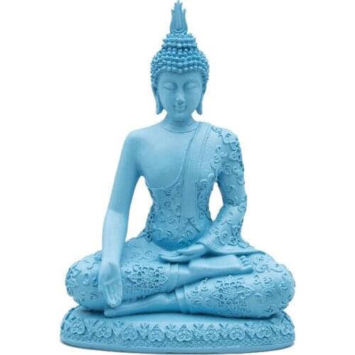 New 2021 Buddha Statue Thailand Buddha Sculpture Home Decor Green Resin Hand Made Buddhism Hindu Fengshui Figurine Meditation