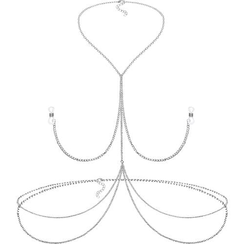 Ms Nipple Chain Body Piercing Sexy Non Piercing Nipple Ring Adjustable Nipple Noose Fake Stainless Steel Jewelry Body Chain