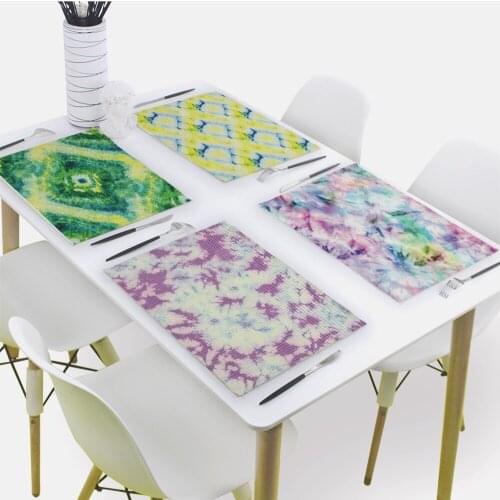 Color Abstract Print Placemat for Dining Table Geometry Drink Coaster 32x42cm Rectangle Coaster Tableware Mat Kitchen Decoration