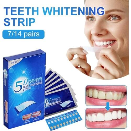 5D White Teeth Whitening Strips Professional Effects1 Hour Fast Whitening Strips Help Remove Stains Dental Whitening Whitestrip