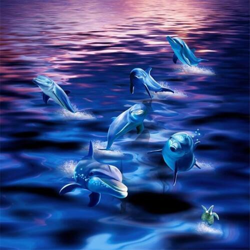 Beibehang Custom flooring decorative painting 3d dolphin out of the surface world 3D self-adhesive bathroom living room flooring