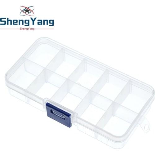 10 Grid canbe remove transparent plastic small box kit storage box jewelry jewelry box electronic components parts finishing box