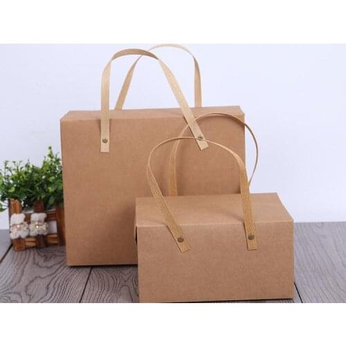 Handle kraft paper gift box package, Paper Favor Bag Cupcake Packing Cake Boxes Gift Box with handle kraft nuts box SN1633
