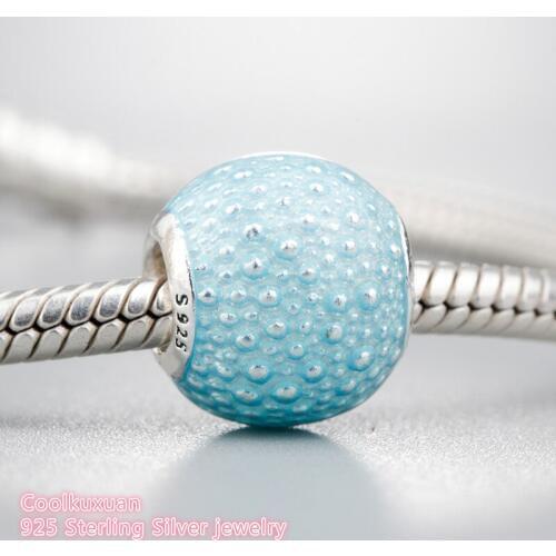 2019 Spring 925 Sterling Silver Aqua Enchantment Charm, Blue Enamel Charm Beads Fit Original Pandora Charms Bracelet jewelry