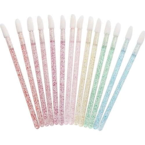 50pcs Disposable Crystal Eyelash Brush Cleaning Cotton Swab Mascara Applicator Lip Brush Eyelash Extension Supplies Makeup Tools