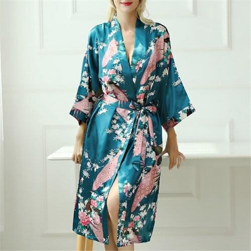 Silk Satin Sleepwear Women Wedding Bride Bridesmaid Floral Bathrobe Short Kimono Robe Night Bath Fashion Dressing Gown S-XXL