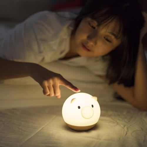 Tumbler Trick or Treat Pig Silicone Lamp Cartoon Pat Usb Charging Night Light Baby Night Feeding Atmosphere Light
