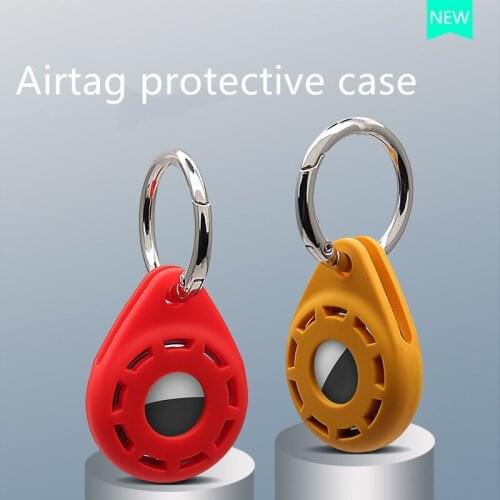 For Apple Airtag Silicone Case Durable Anti-Scratch Anti-lost Location Tracker Protective Sleeve Back Cover Protector Keychain