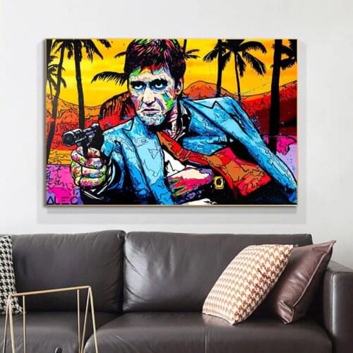 Modern Graffiti Art Portrait Tony Montana Poster Print Canvas Paintings Wall Pictures for Living Room Wall Decoration Cuadros