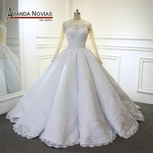 Amanda Novias Luxury wedding dress 2019 robe de soiree New Arrival Wedding Dresses With Big Pleat