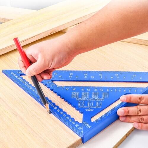 Angle Ruler 12 inch Metric Aluminum Alloy Triangular Measuring Ruler Woodwork Speed Square Triangle Angle Protractor