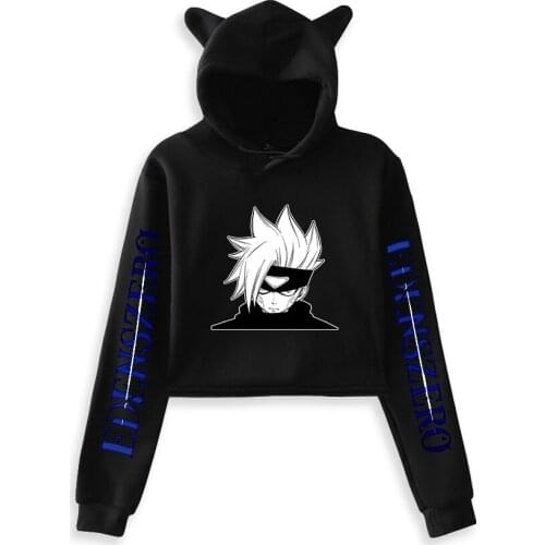 Edens Zero Printing Cat Cropped Hoodies Girl Long Sleeve Hooded Pullover Crop Tops Sexy Loose Ins Tide Kpop Coats