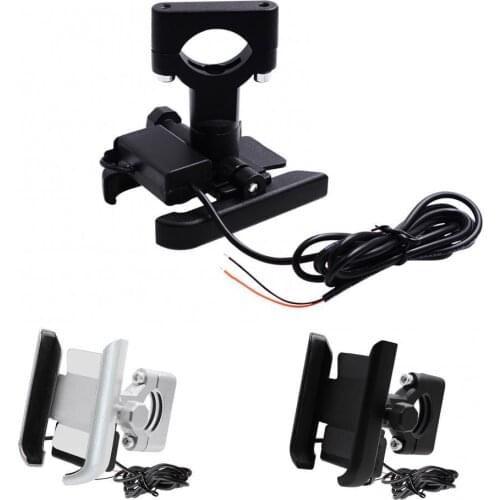 CS-856C 360-Degree Rotating Motorcycle Phone Holder Stand with USB Charging Port Car Interior Accessories Universal Holder