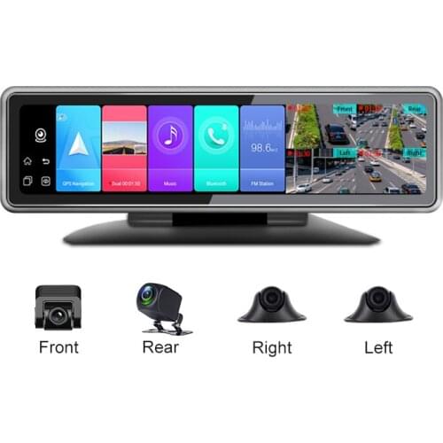 12 Inch 4 Cams Car Mirror Black Box 360 Panoramic Streaming Video Recorder 4G Android 9.0 Wifi GPS Dashcam APP Remote Monitoring