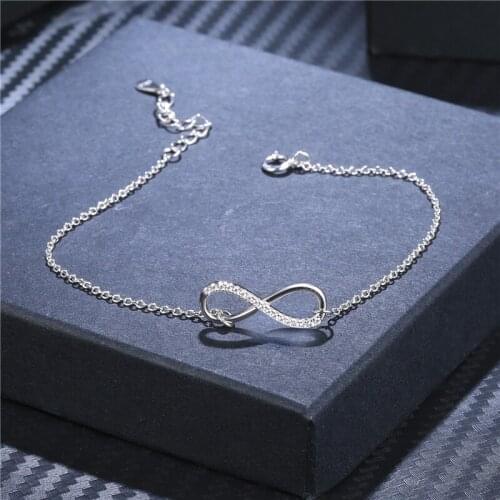 Buyee 100% 925 Sterling Silver Fashion Bracelet Women Exquisite 8 Infinity and Shiny Zircon Bracelet for Women Fashion Jewelry