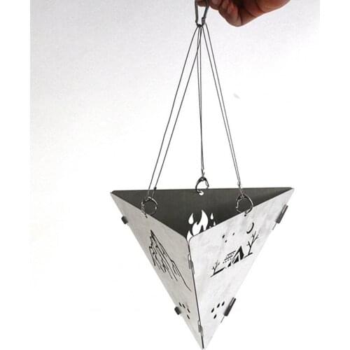 1 set of outdoor triangular burning platform stainless steel camp match wood stove camping general survival portable