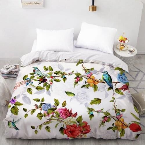 1 Pcs 3D Printed Birds And Flowers Duvet Cover 240x220 King Size Printing NO Pillowcases And NO Sheets Home Textiles Comforter
