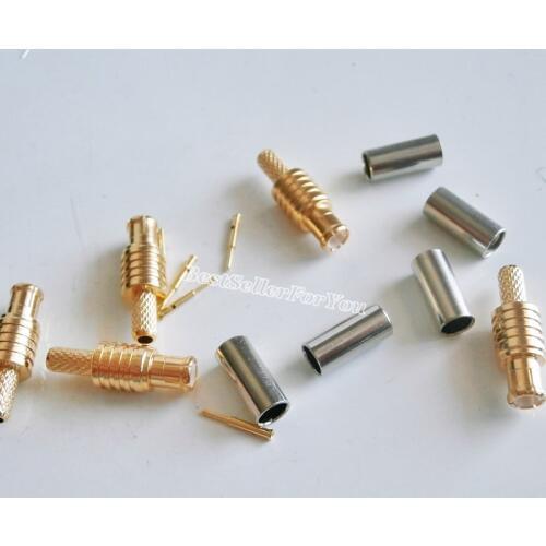 10Pcs MCX male plug straight Connector RF antenna Coaxial crimp for RG174 RG316 LMR100 Cable