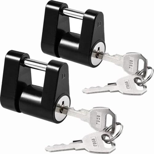 2 Pack Anti-Theft Black Trailer Hitch Coupler Lock Dia 1/4 Inch 3/4 In Caravan Accessories Span For Tow Boat RV Truck