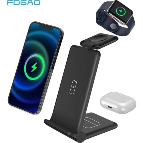 20W 3 in 1 Qi Wireless Charger for iPhone 12 11 XS XR X 8 Fast Charging Dock Station For Apple Watch IWatch 6 SE 5 4 AirPods Pro