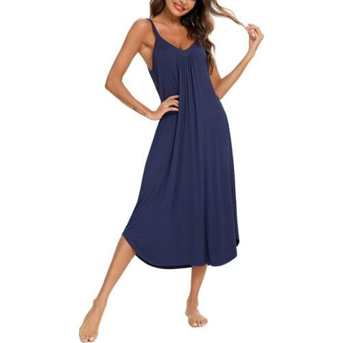 2021 Womens Nightgown Sleepwear Sexy Nightwear Nightgown Soft Modal Home Sleeping Dress Women Sleepwear Sleeveless Night Dress