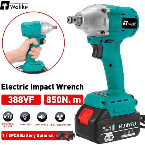 388VF 22890mAh Brushless Cordless Electric Impact Wrench 1/2 inch Wrench Power Tools Compatible For Makita Rechargeable Battery