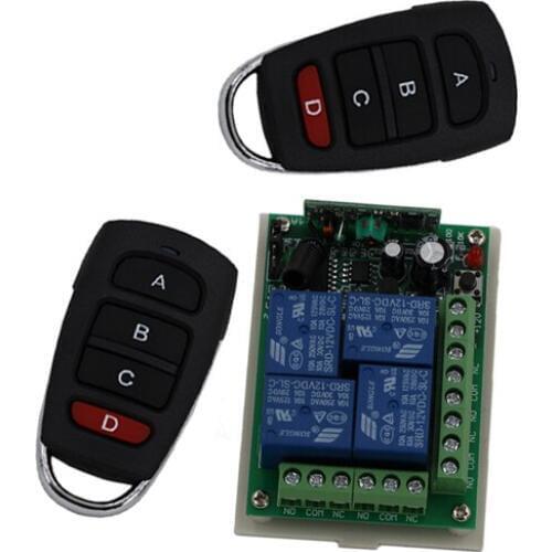 4CH (Channel) Wireless Remote Control Switch System Receiver &2 Transmitter Working Way is Adjustable Garage Door /Lamp