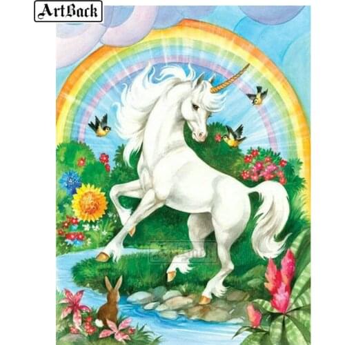5D Diamond Painting Unicorn Rainbow Cartoon Square Drill Full 3d Diamond Embroidered Diamond Mosaic Kit