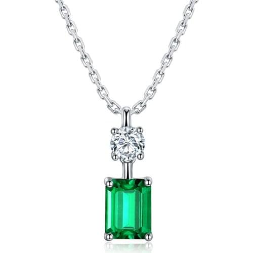 925 Sterling Silver Necklace Colored Lab Grown Emerald Pendants Fashion Jewelry For Wedding Party Gift