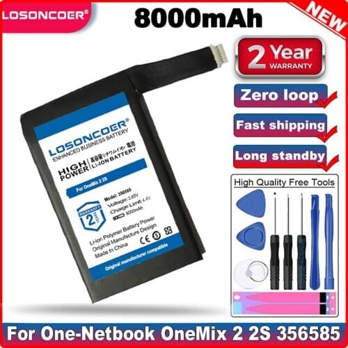 LOSONCOER 8000mAh Good Quality Battery For One-Netbook OneMix 2 OneMix 2S 356585 Batteries