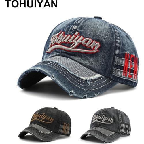 2021 Unisex Embroiderey Baseball Caps Washed Denim Casquette Snapback Hat Adjustable Men Cap Gorras Hip Hop Hats for Women