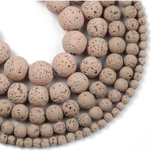 Champagne Volcanic Rock Lava Natural Stone 4/6/8/10MM Rubber Round Spacers Loose Beads For Jewelry Making DIY Bracelet necklace