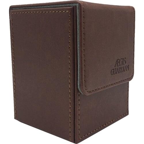 AEGIS GUARDIAN Leather Premium Top Loading Card Box For Trading Card Game TCG Deck Case: Brown