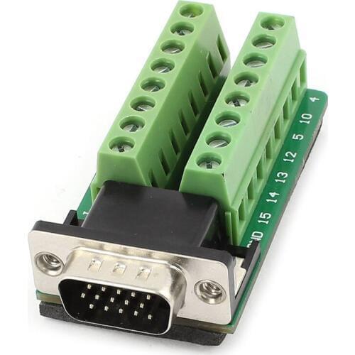 D-SUB DB15 VGA Male 3Row 15Pin Plug to Terminal PCB Board Connectors Promotion
