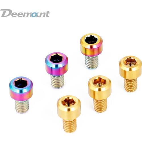 Deemount 2PCS/Lot Ti TC4 Bolts M6*10mm Hex Head for Bicycle Brake Cable Fixing MTB Road Bike Parts V/C Brake Titanium Screws