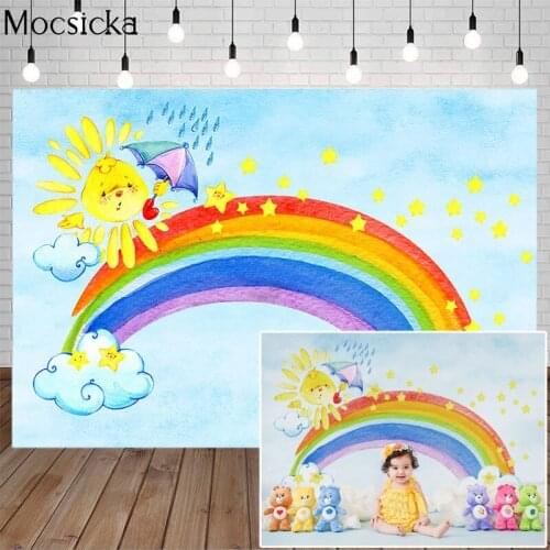 Newborn Children Rainbow Photography Background For Photo Studio Baby Shower Kids Birthday Party Backdrop Decoration Banner