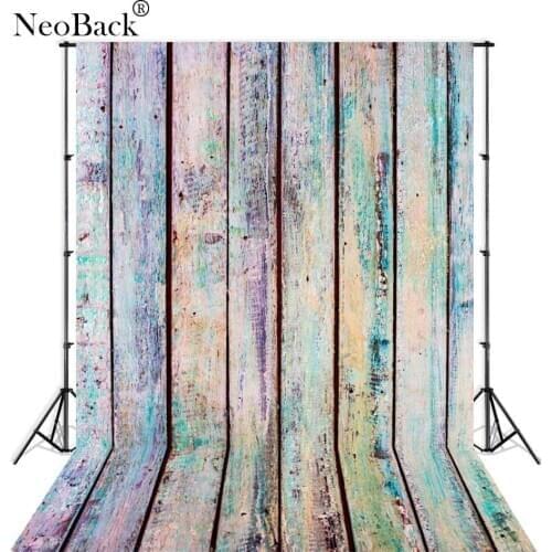 NeoBack 3x5ft Thin Vinyl Rustic Wood Floor Photographic Background Studio Photo Backdrops Pale Wood Photographic Backdrop P3346
